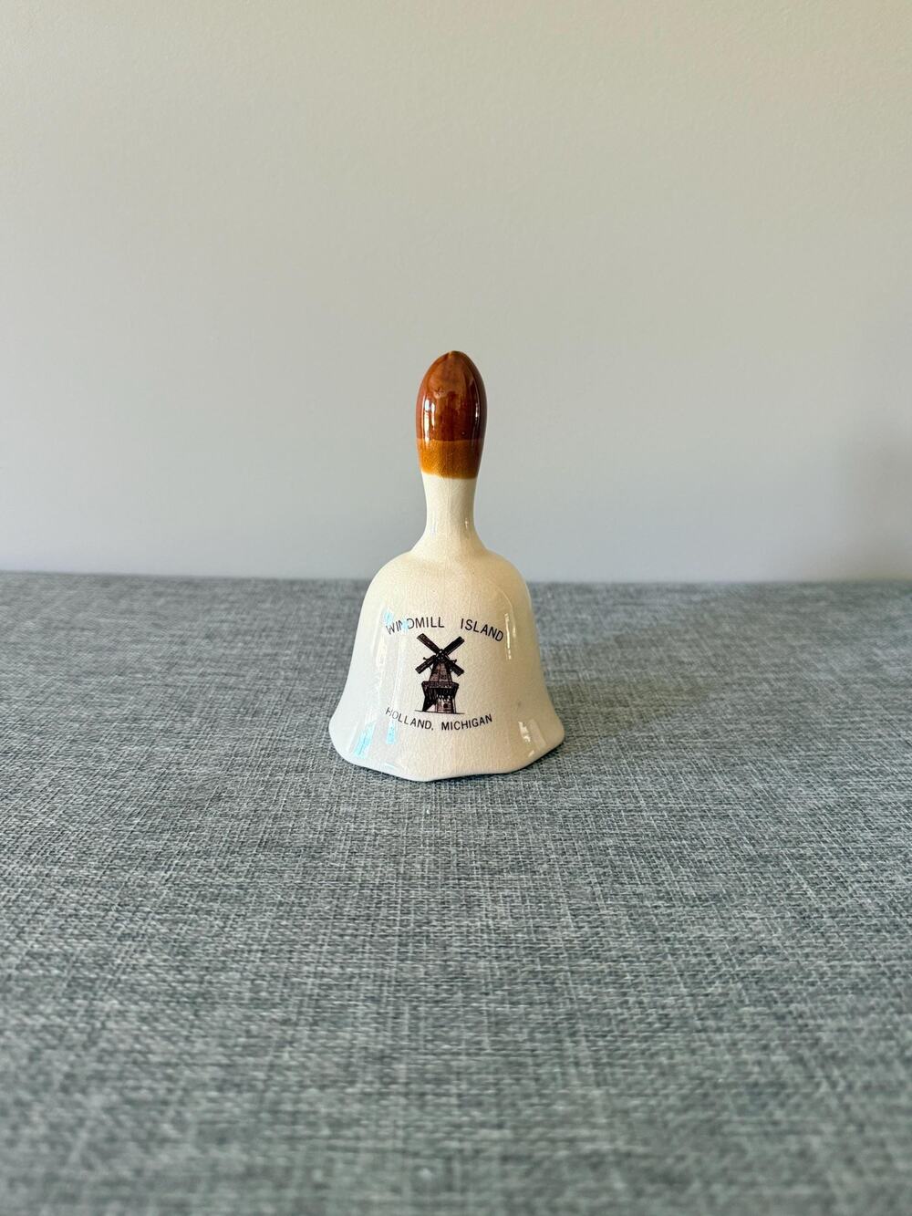 Vintage Windmill Island Holland Michigan Ceramic Bell Dutch Souvenir MI Decor